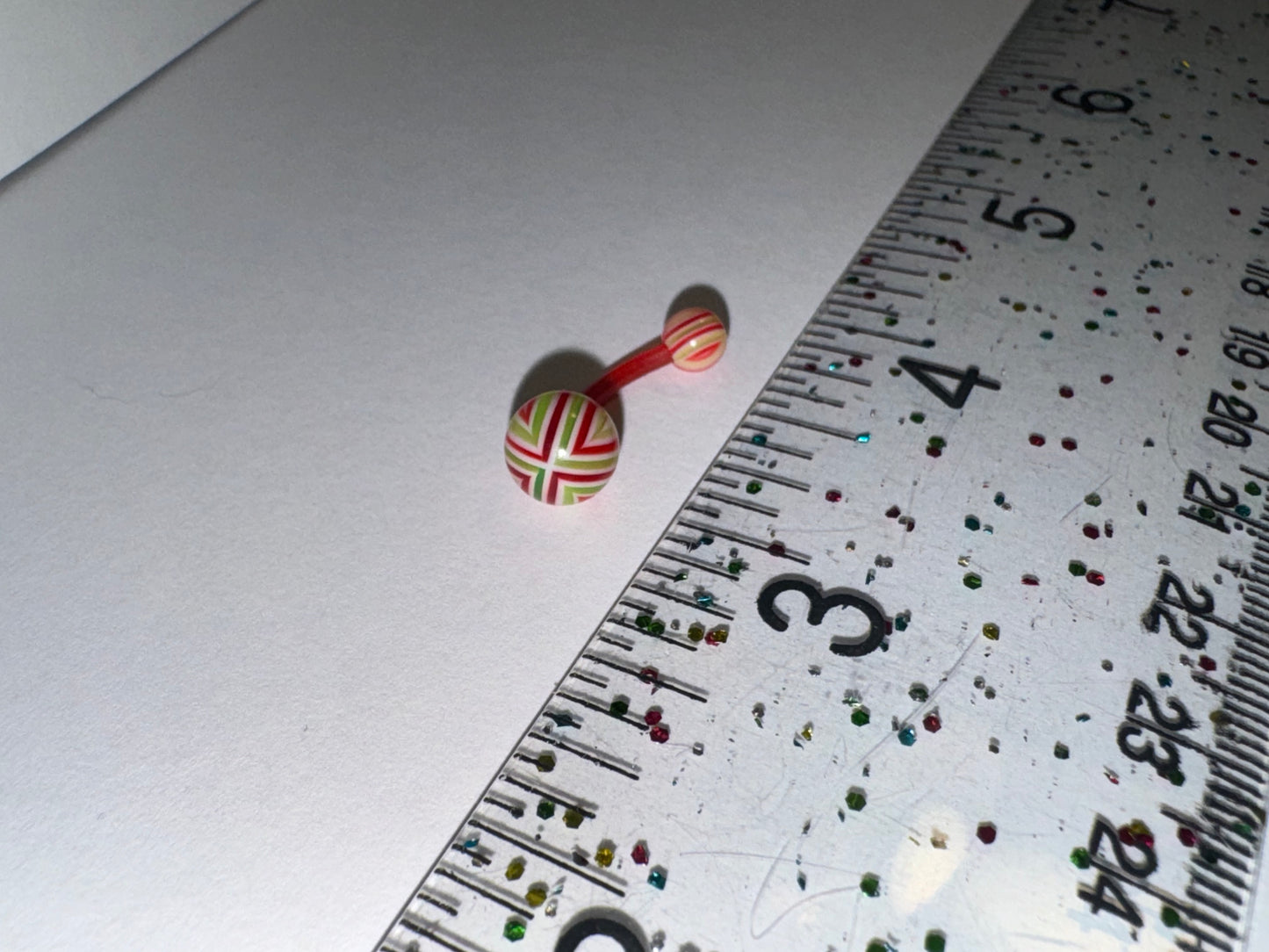 14 gauge Red and Green Flag Design Belly Ring