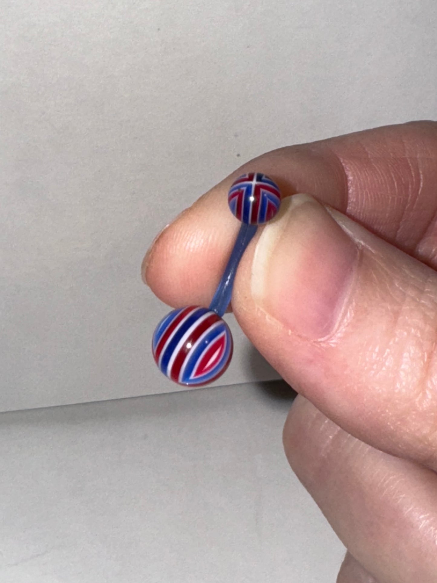 14 Gauge Red, White, and Blue Flag Design Belly Ring