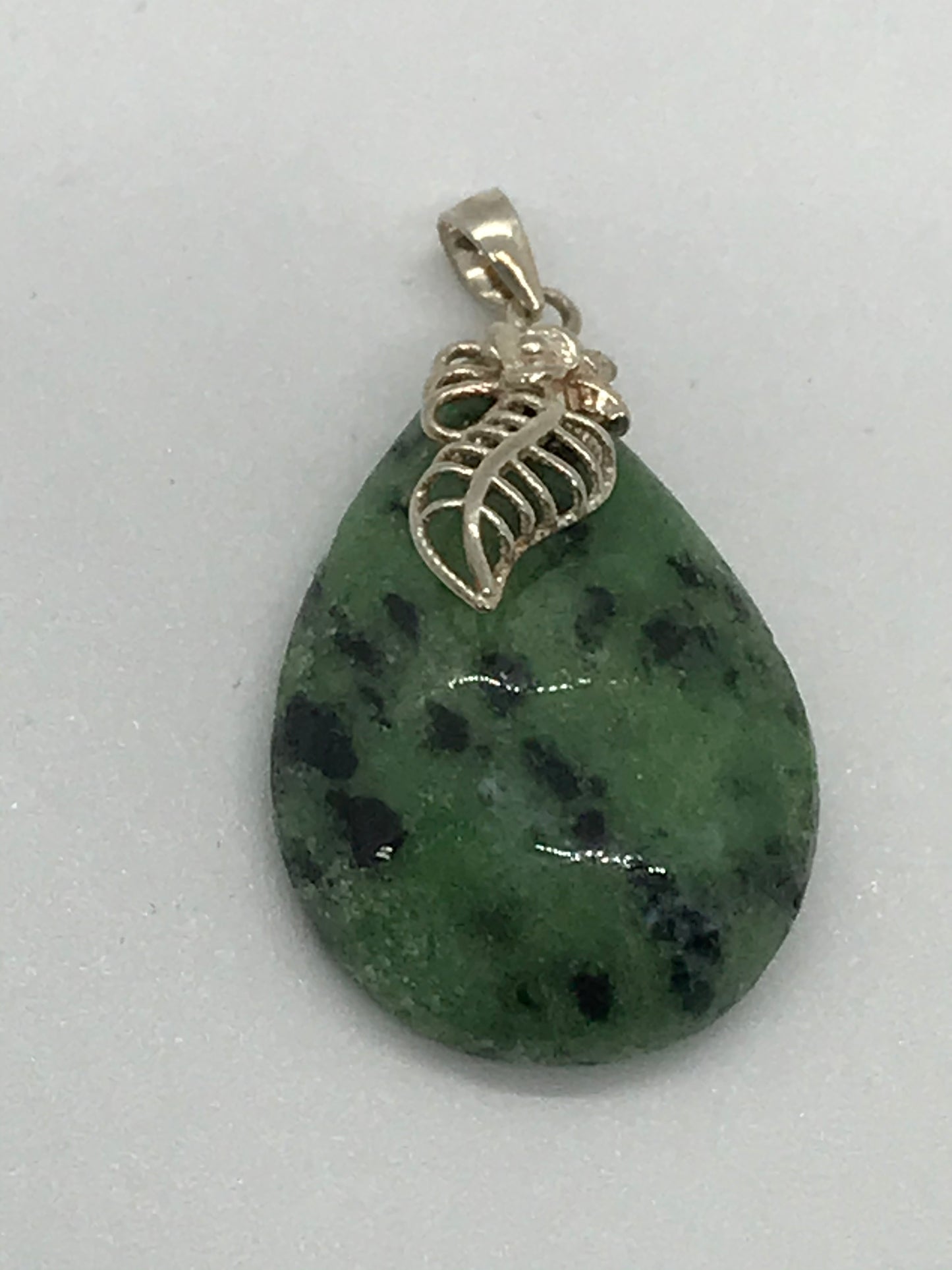 Ruby in Zoisite Pendant with Leaf Bail