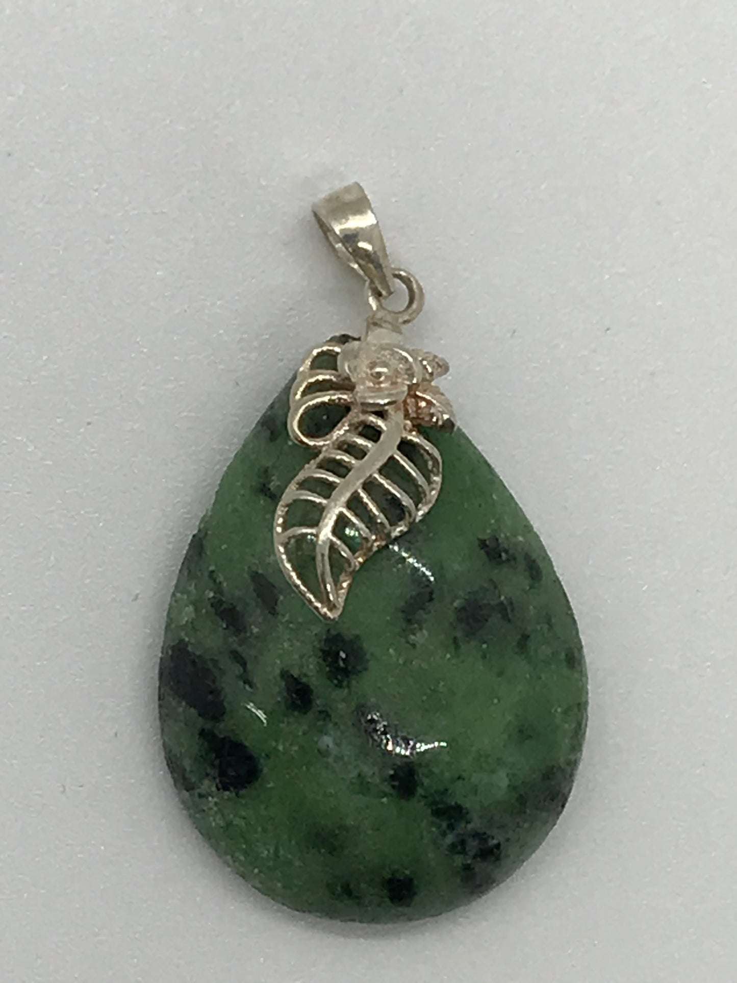 Ruby in Zoisite Pendant with Leaf Bail