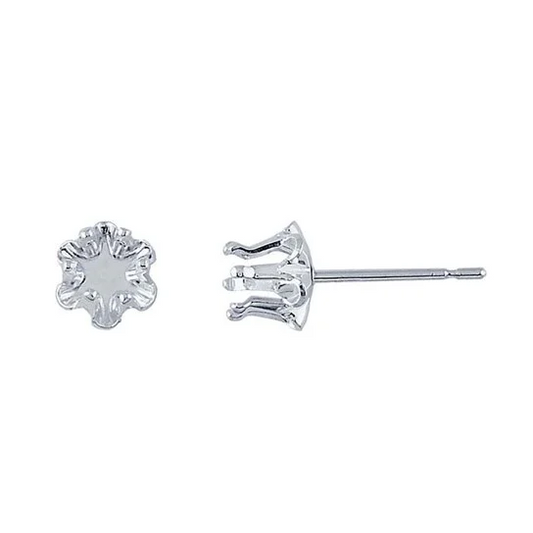 Sterling Silver 4mm Round Snap-Set™ Buttercup Post Earring Mounting