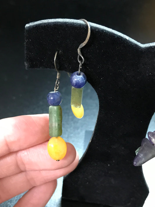 Sodalite, Green Aventurine And Aragonite Earrings