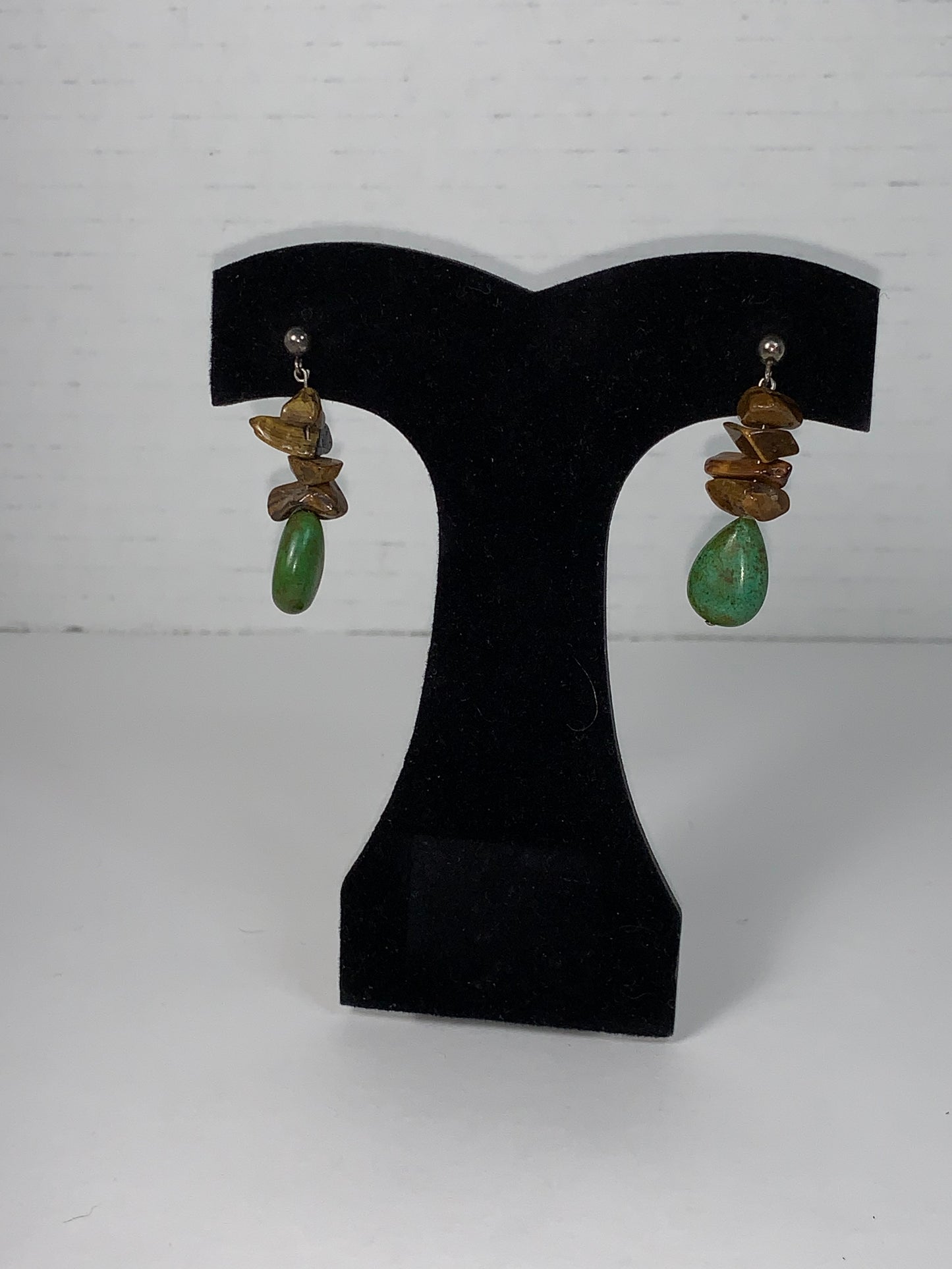 Tigerseye And Turquoise Post Earrings