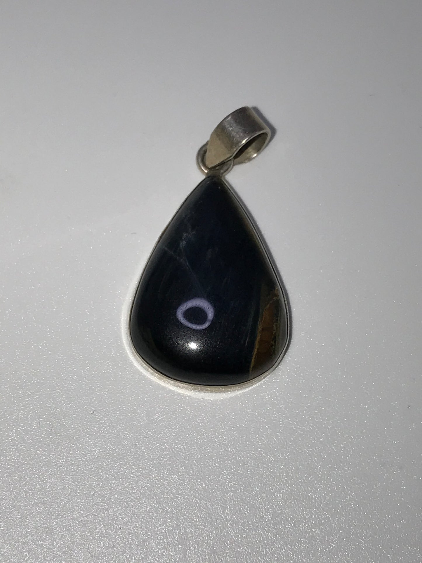 Tigerseye Teardrop Pendant, in Silver