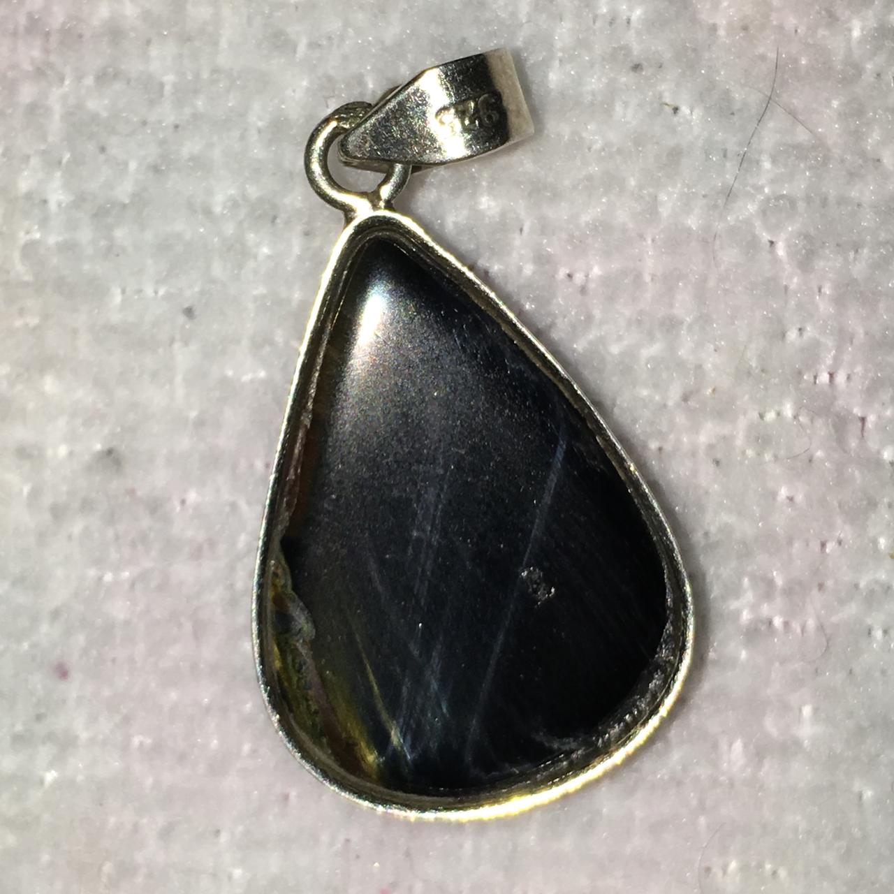 Tigerseye Teardrop Pendant, in Silver