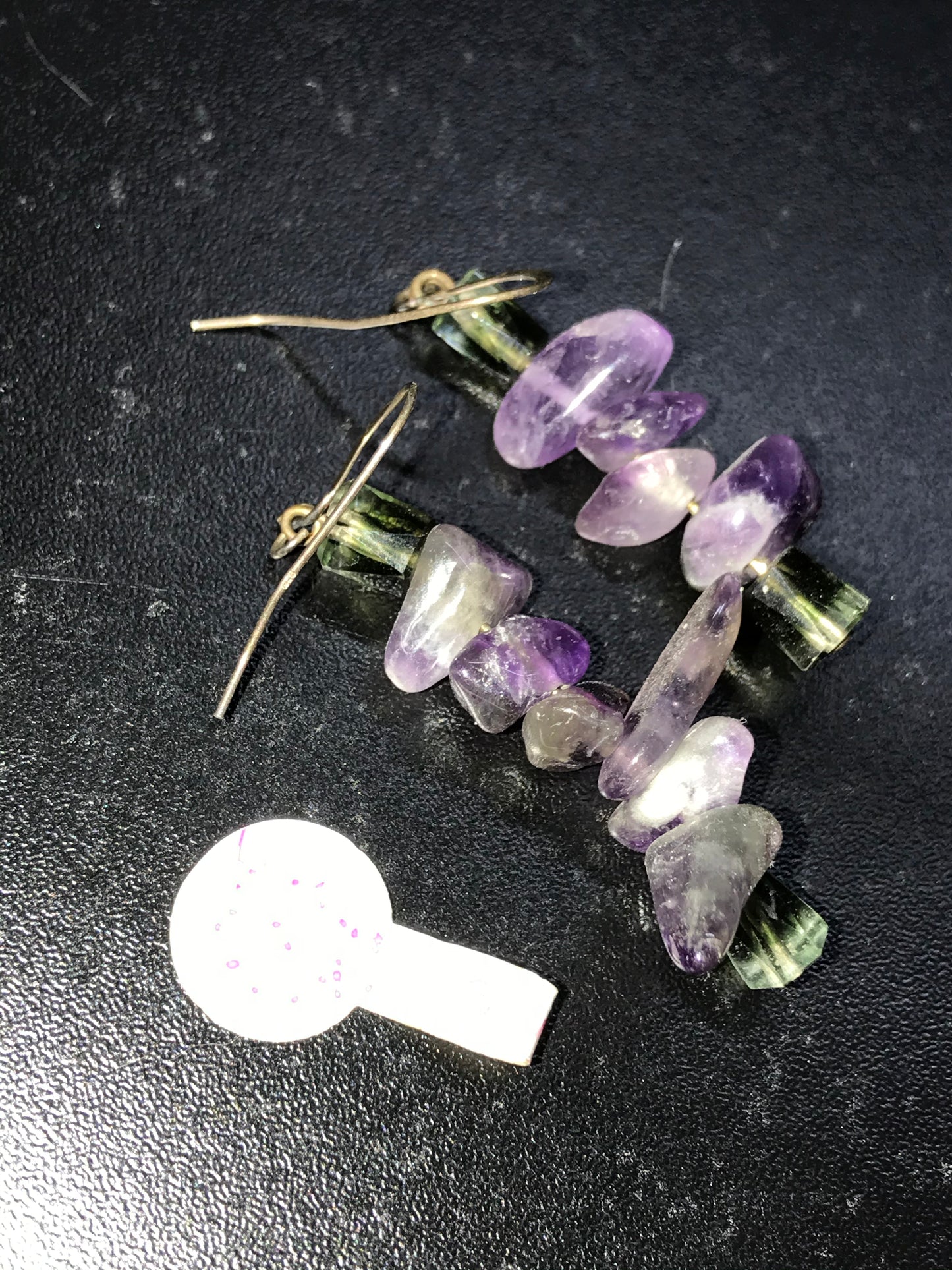 Amethyst And Green Quartz Earrings