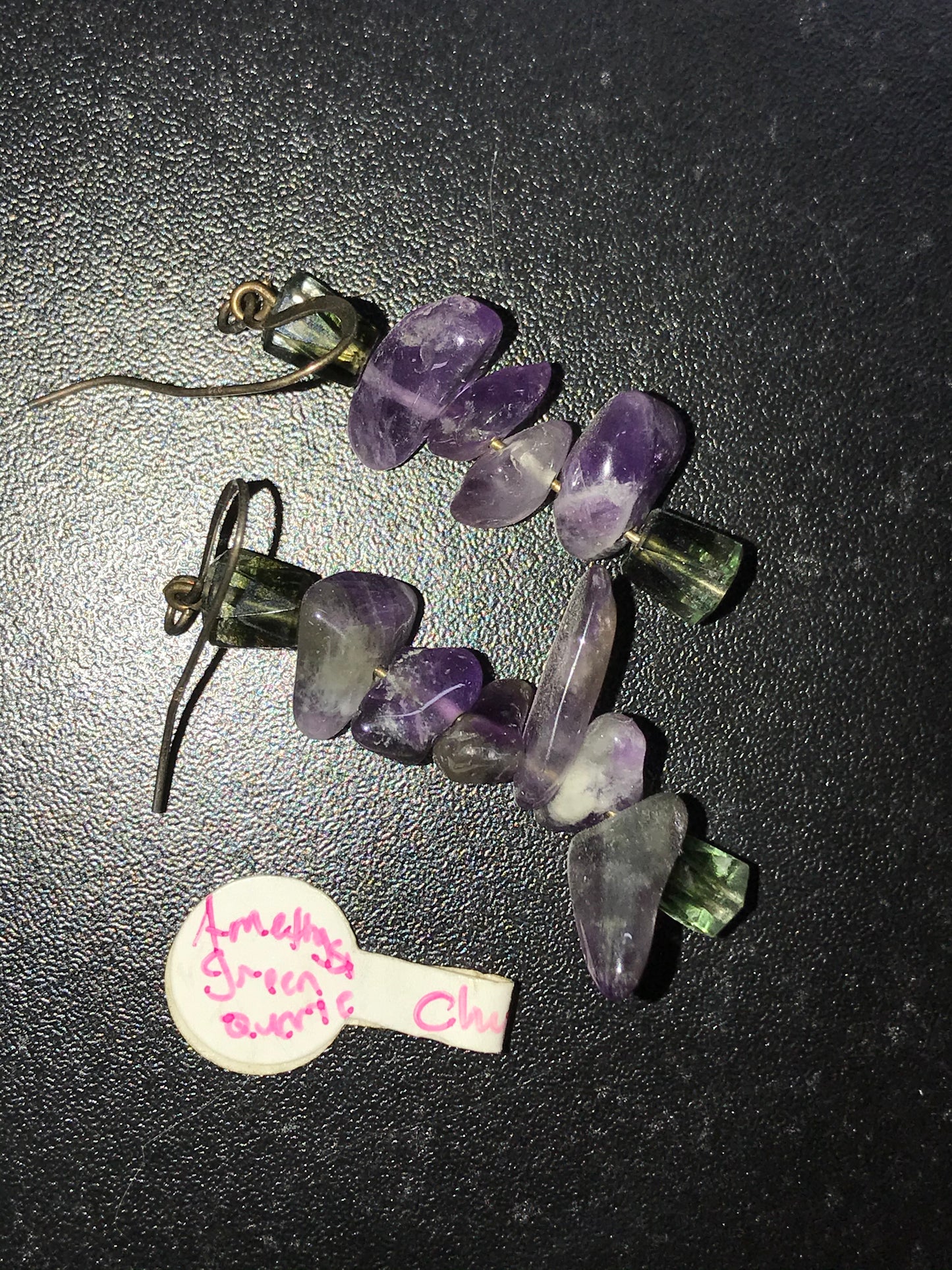 Amethyst And Green Quartz Earrings