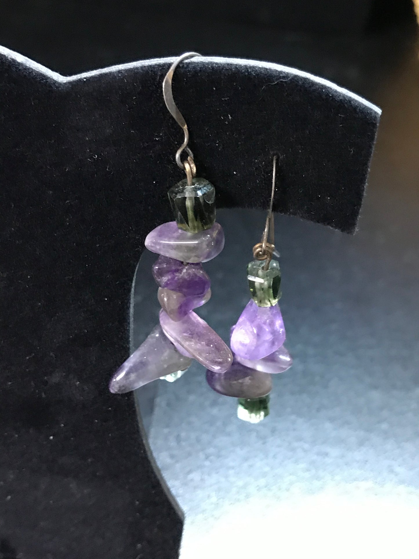 Amethyst And Green Quartz Earrings