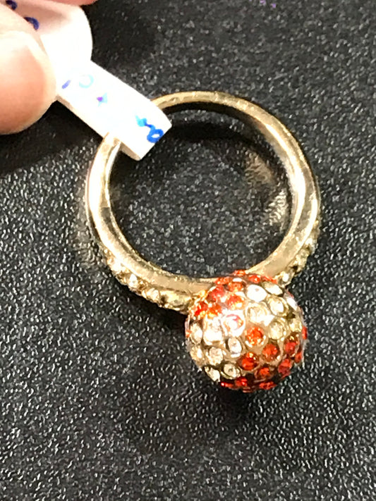 Gold Tone Ring with Rhinestones, size 7 1/2