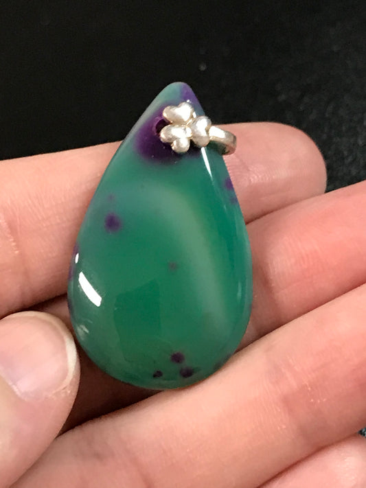 Green Agate Teardrop Pendant