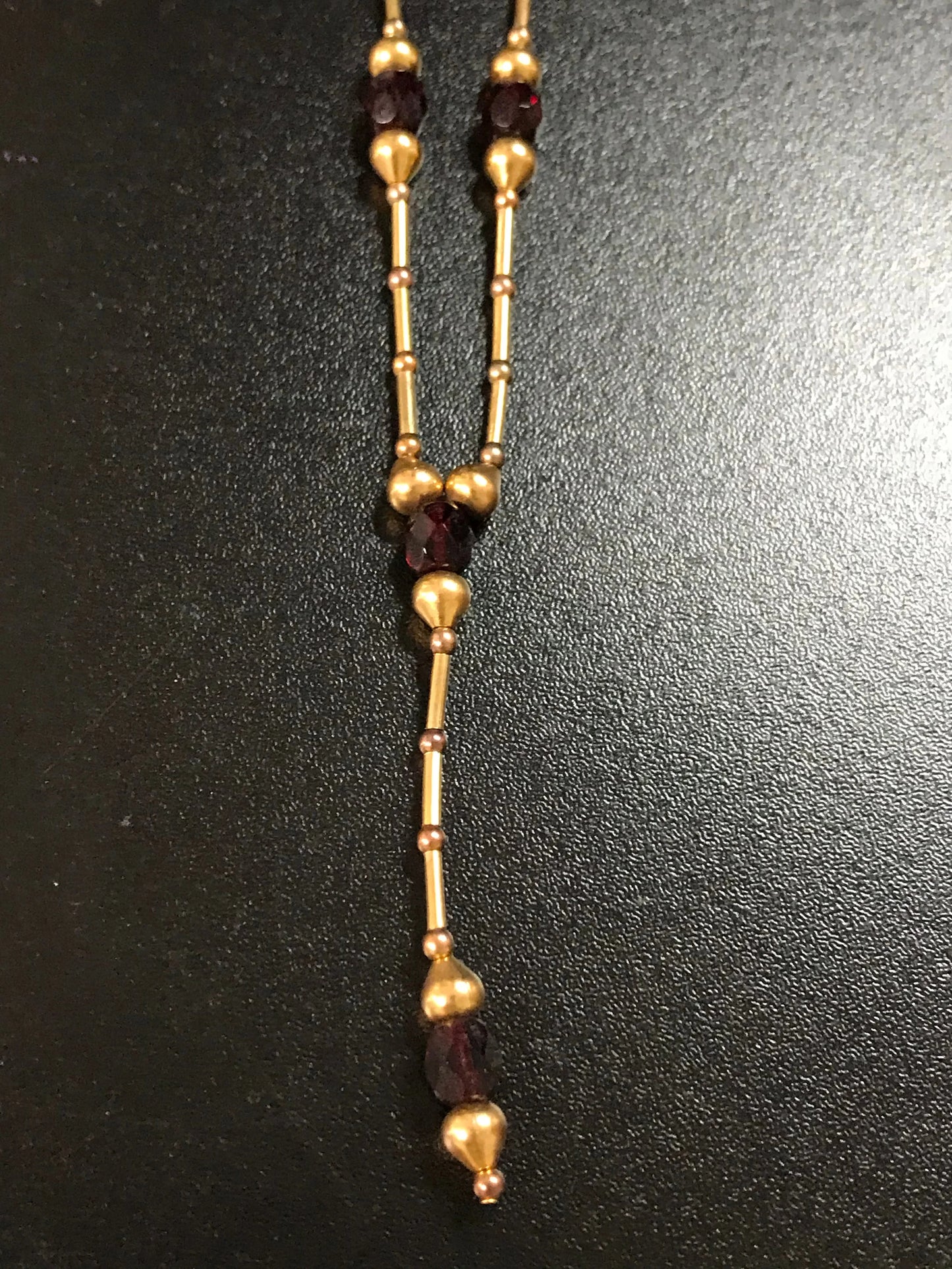 15 1/2" long Gold and Maroon Necklace