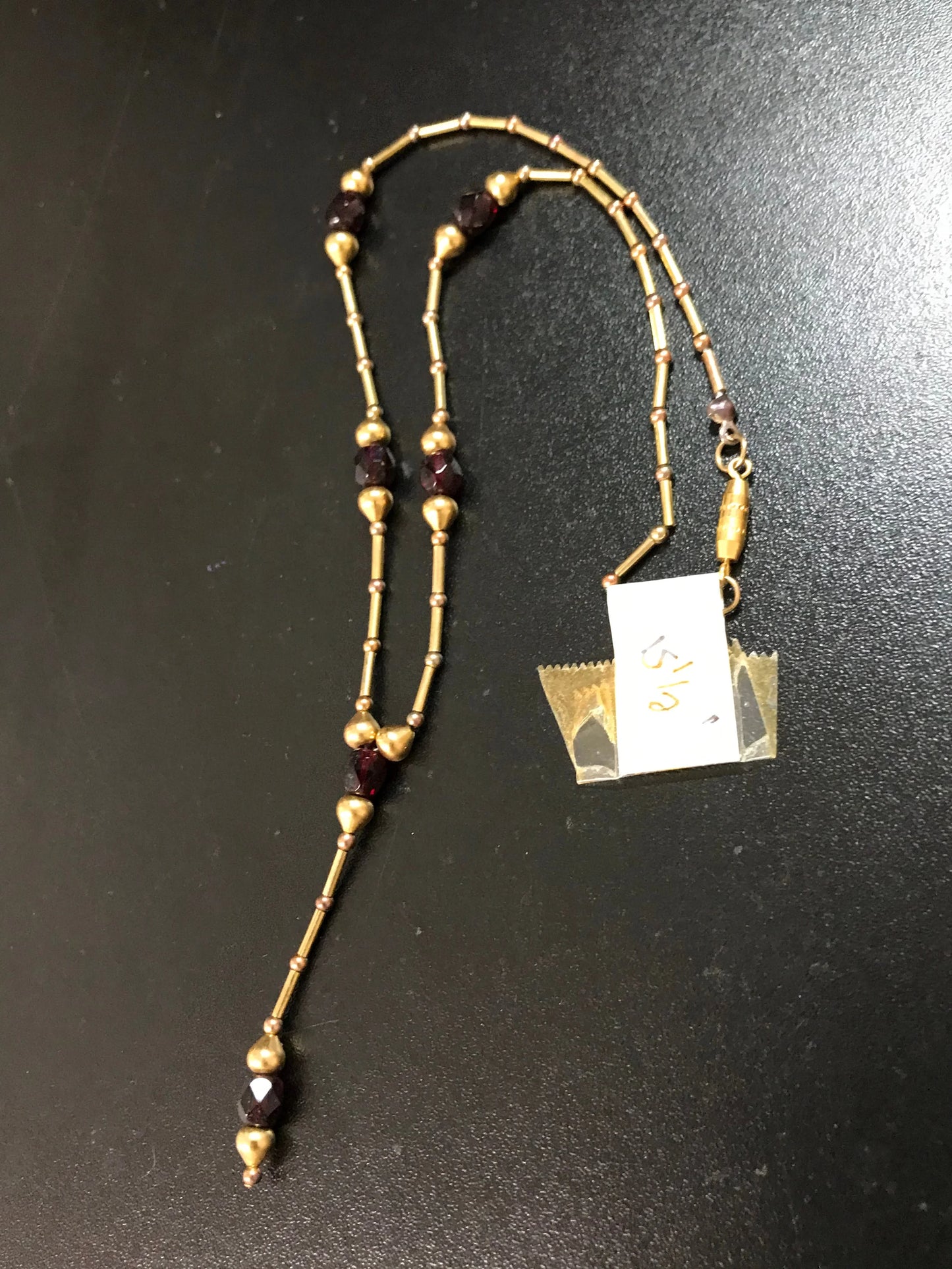 15 1/2" long Gold and Maroon Necklace