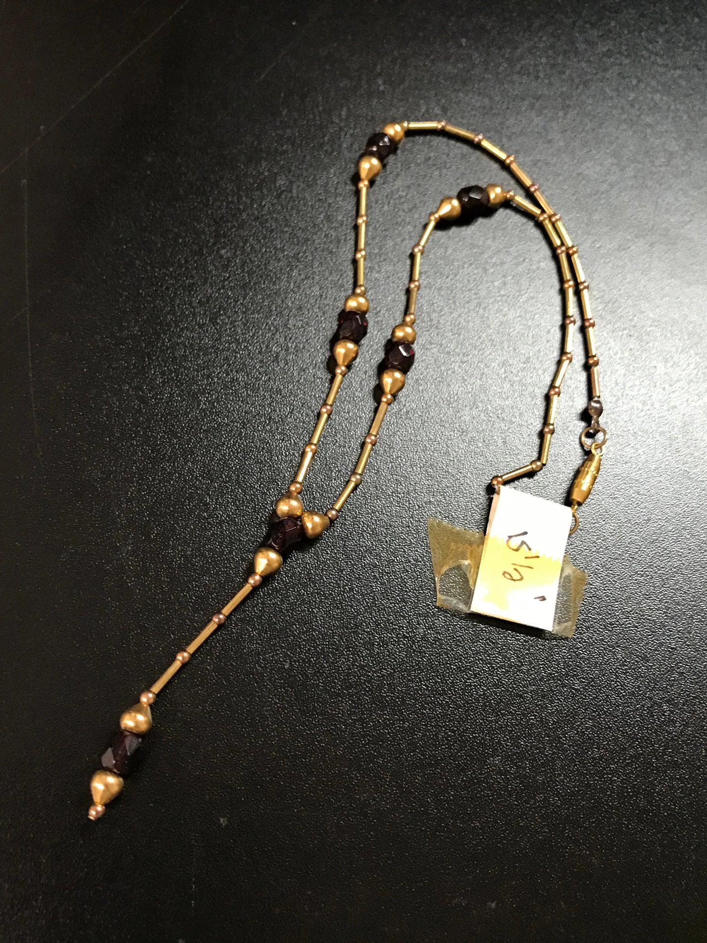 15 1/2" long Gold and Maroon Necklace