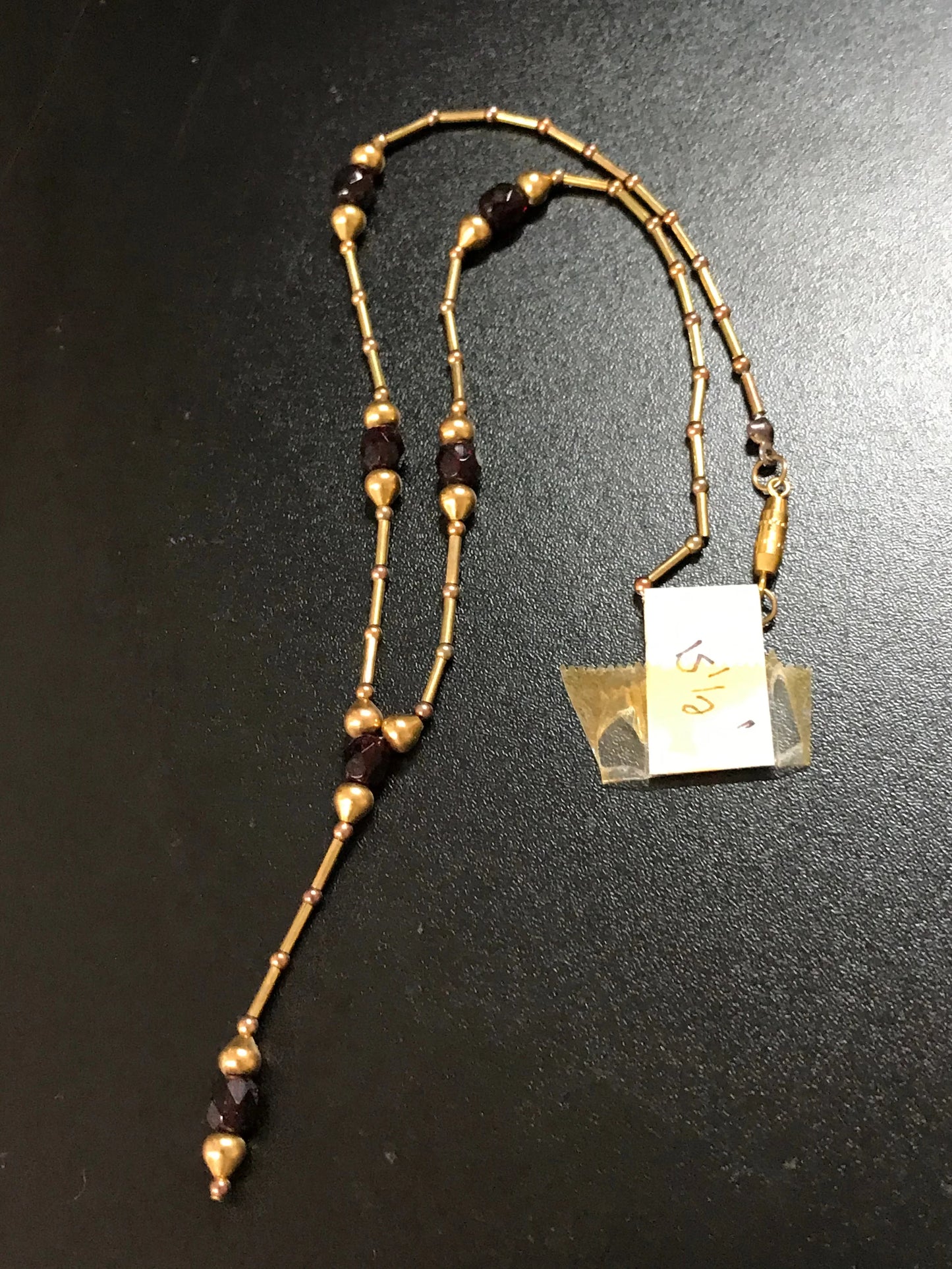 15 1/2" long Gold and Maroon Necklace