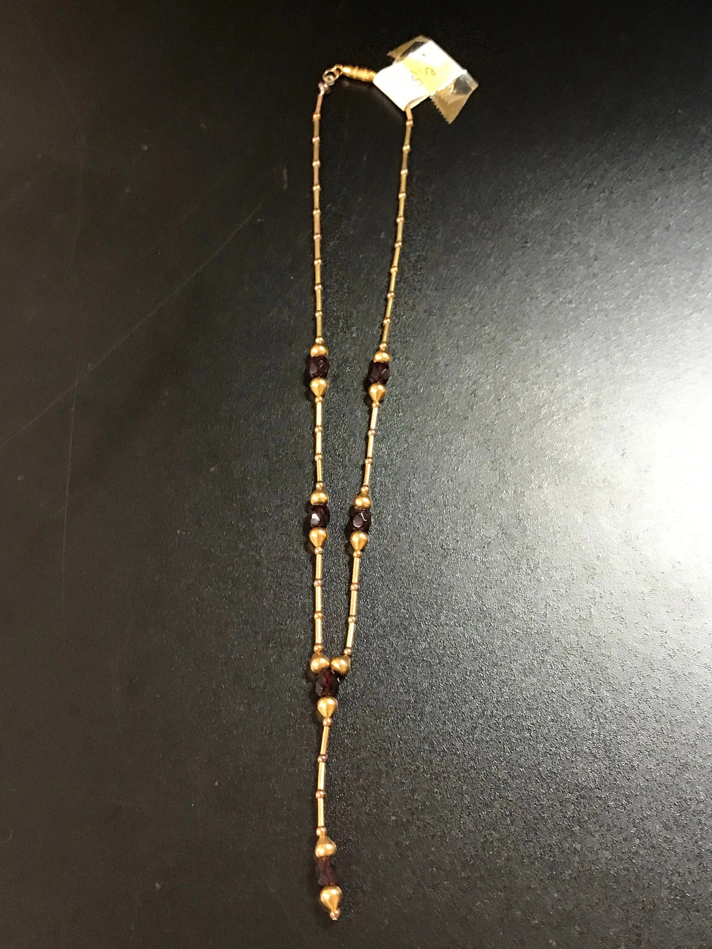 15 1/2" long Gold and Maroon Necklace