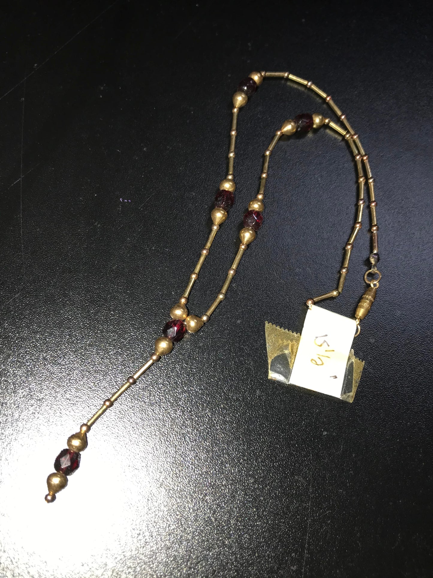 15 1/2" long Gold and Maroon Necklace