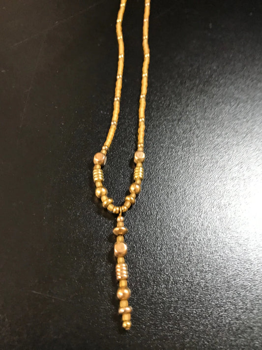 15 1/2" Long Golden Seed Bead Beaded Necklace