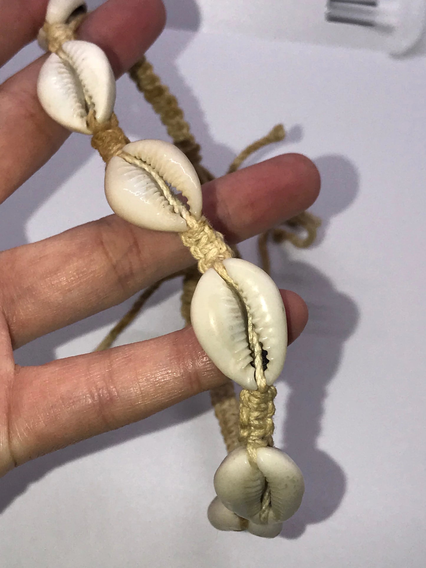 19" Cowrie and Hemp Necklace