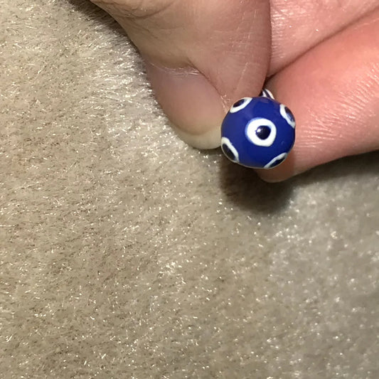 14 Gauge Blue, White, and Black Polka Dot Tongue Ring