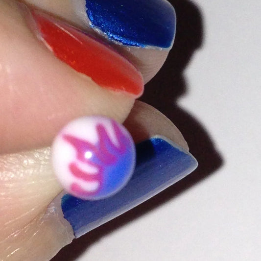 14 Gauge Blue, pink and white flame Tongue Ring