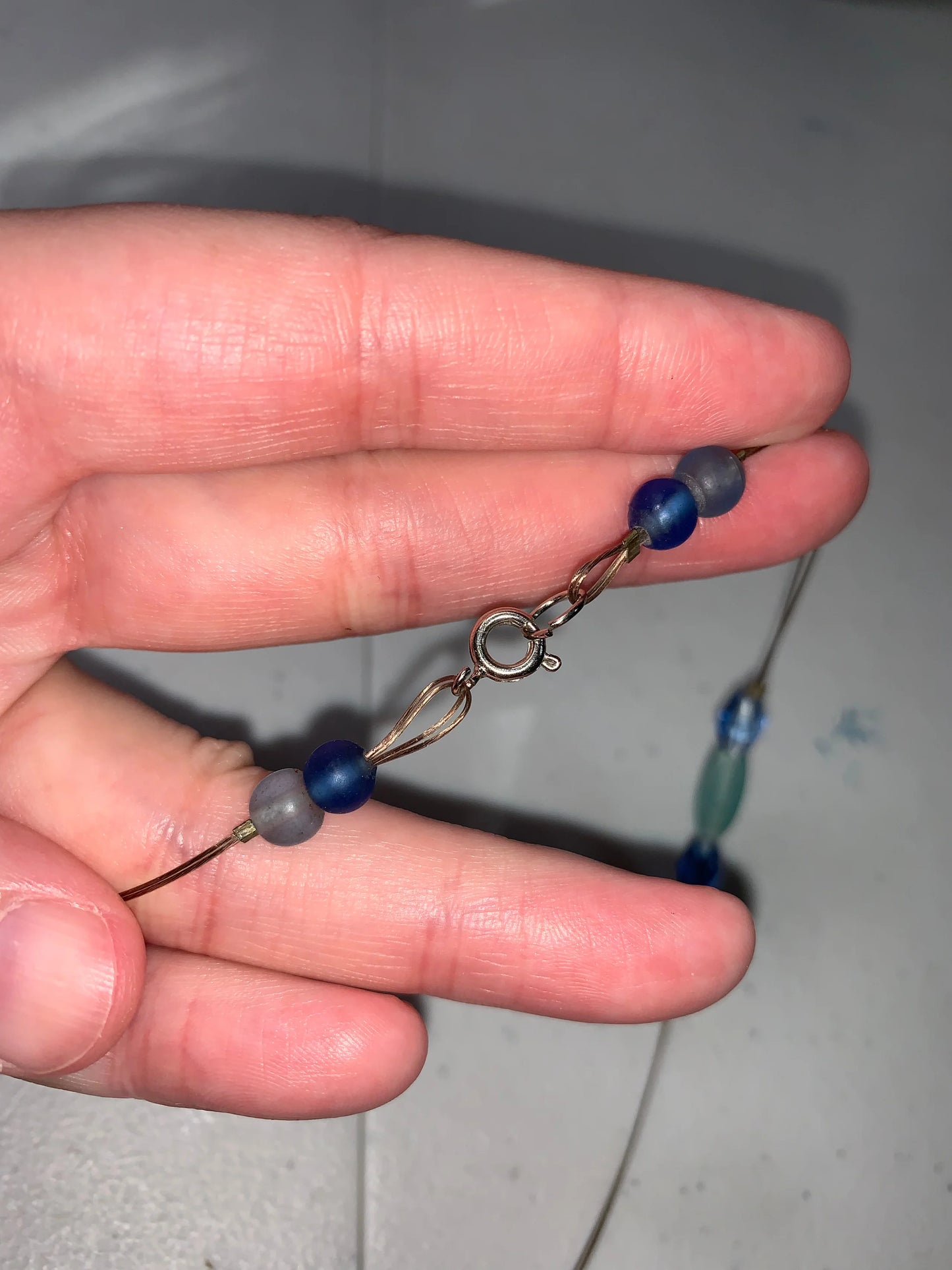 15 1/4" Blue Bead Necklace