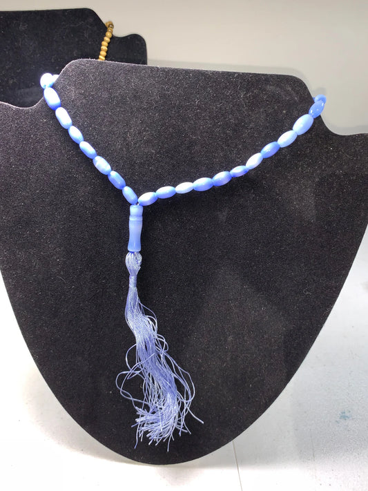 13" long Blue Catseye Prayer Beads