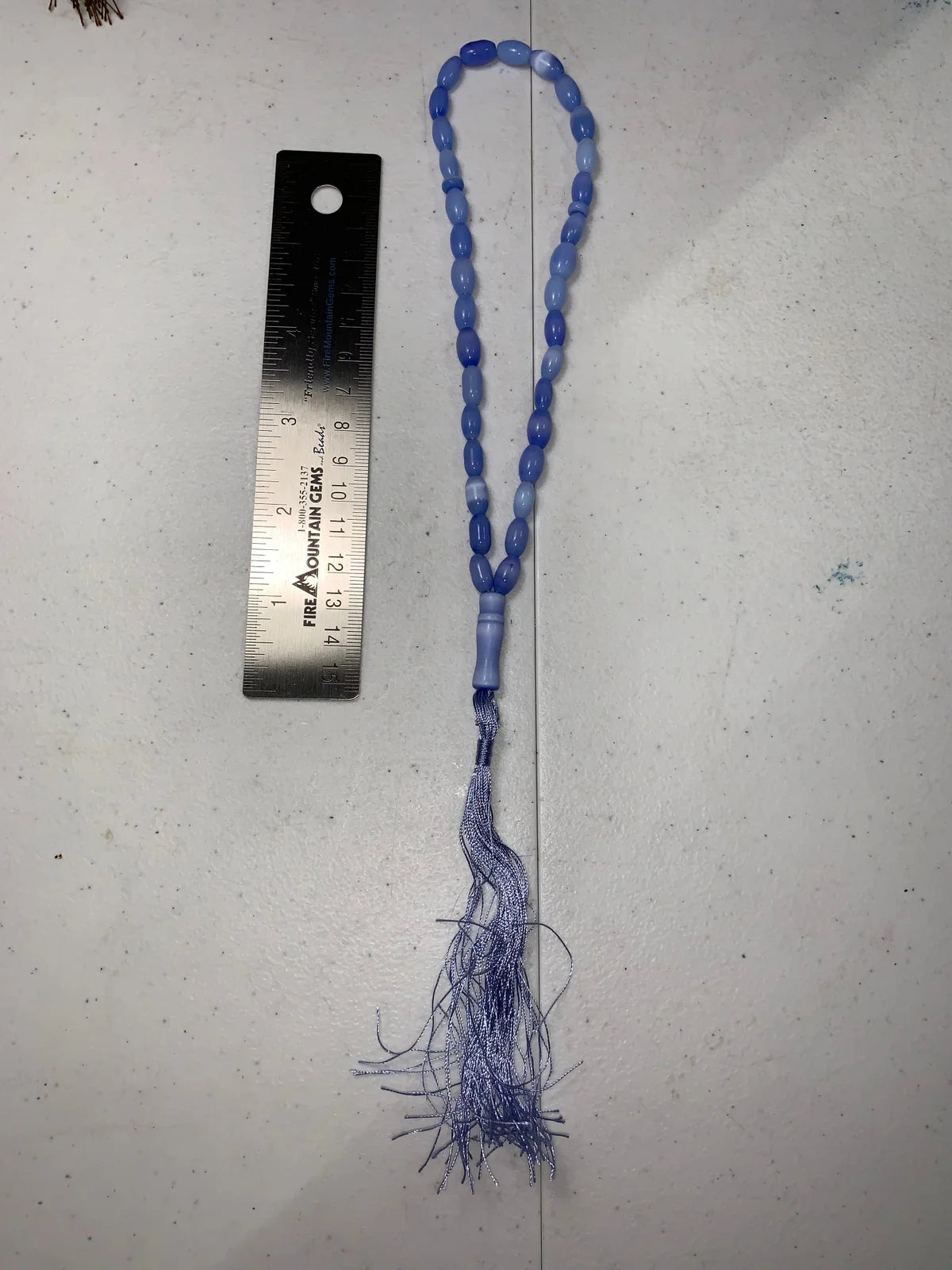 13" long Blue Catseye Prayer Beads