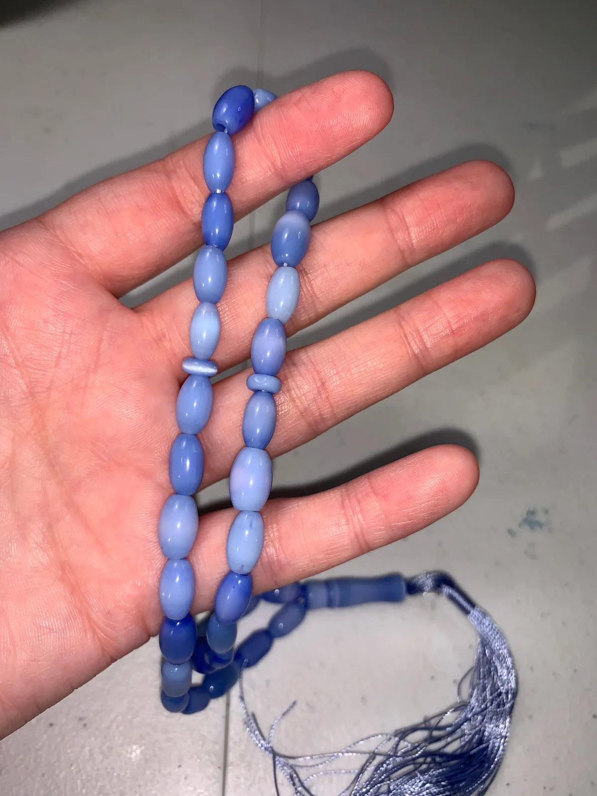 13" long Blue Catseye Prayer Beads