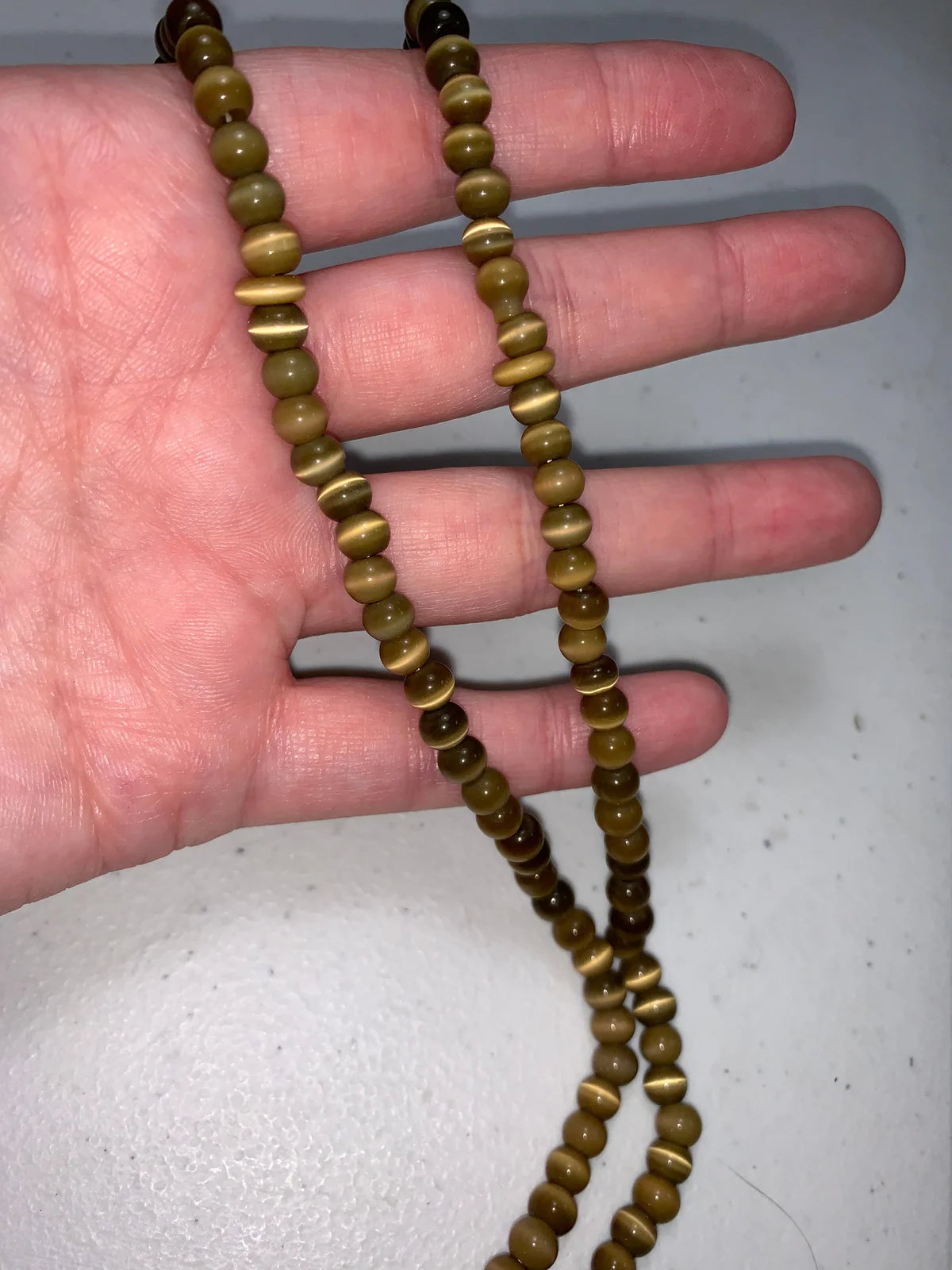 13" long Brown Catseye Prayer Beads