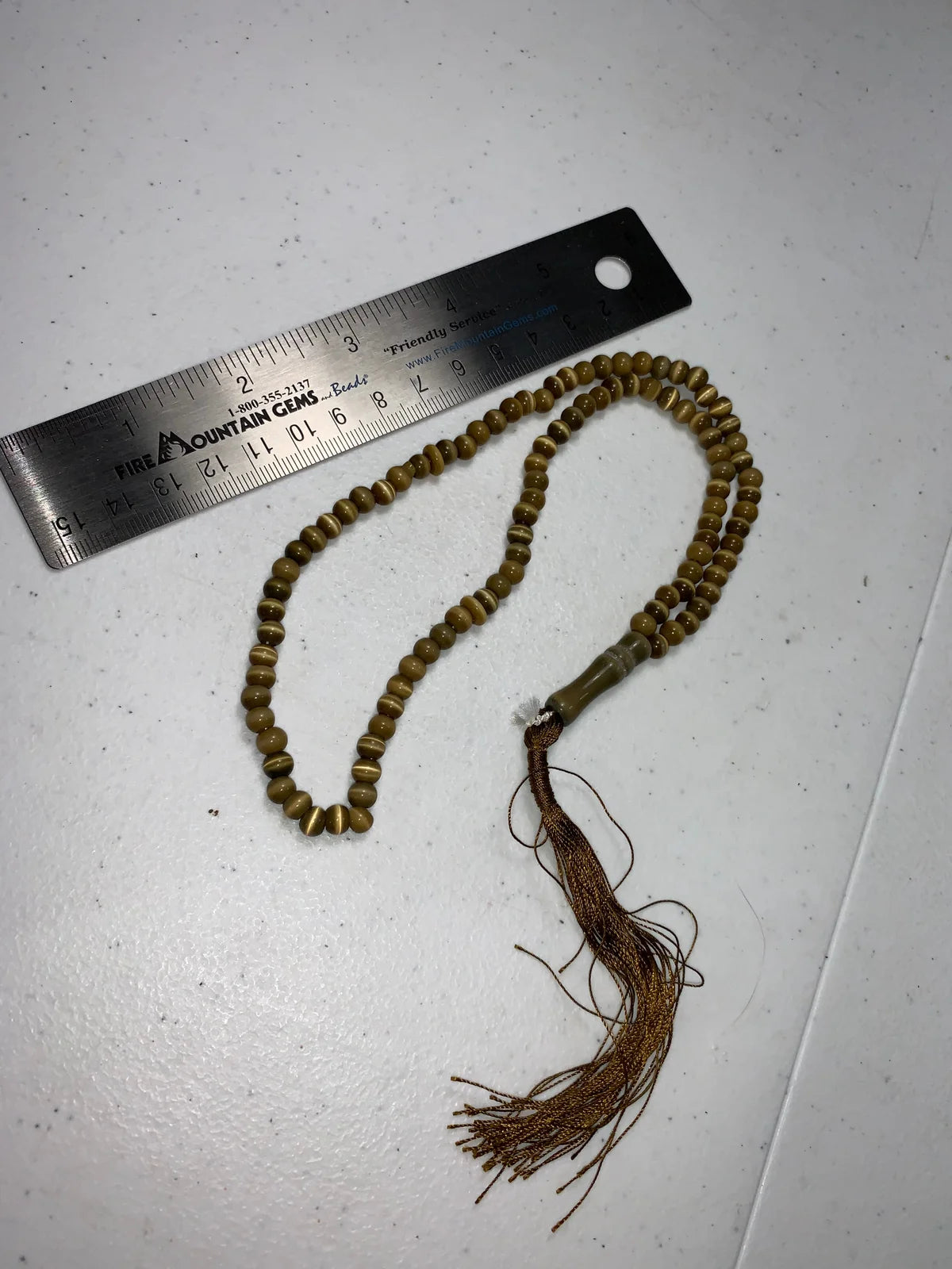 13" long Brown Catseye Prayer Beads