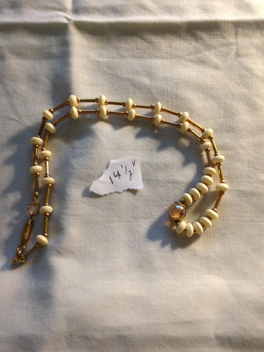 14 1/2" Cream And Gold Necklace