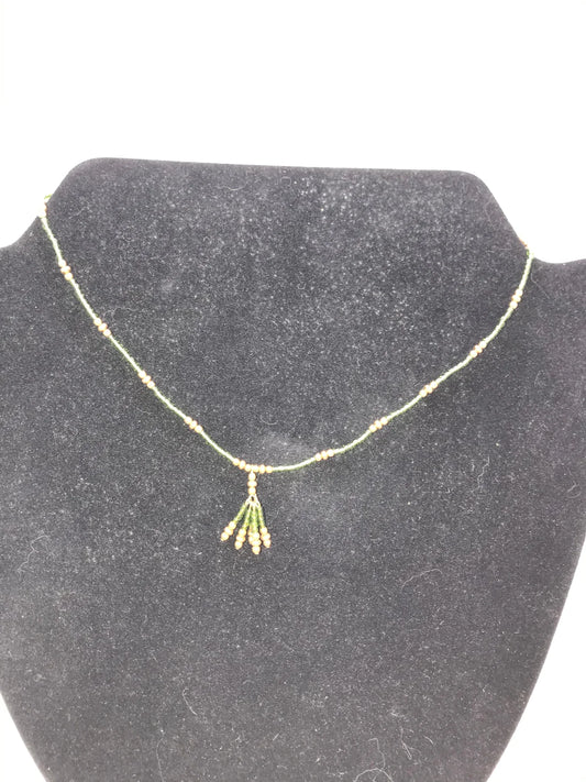 14" Green and Gold Necklace