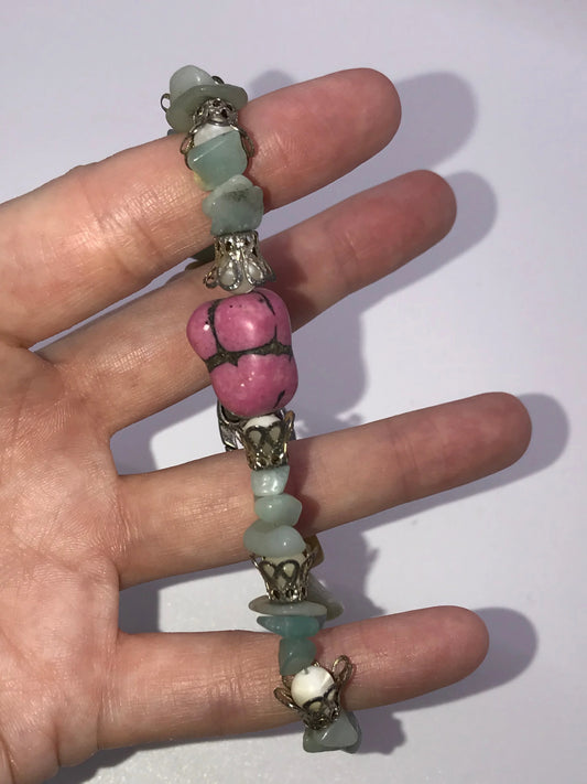 8" Bracelet Amazonite With Pink Marble