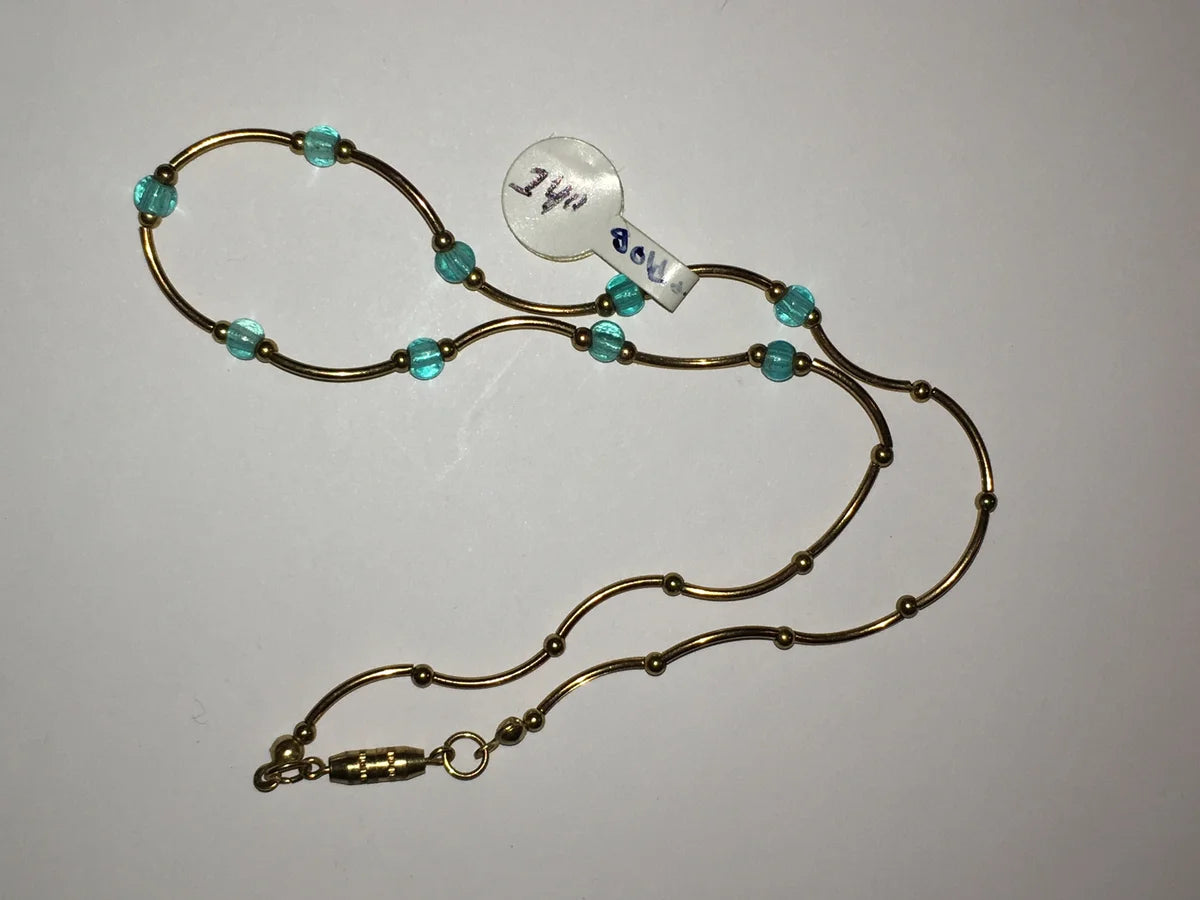 14 3/4" Blue Aquamarine And Gold Necklace