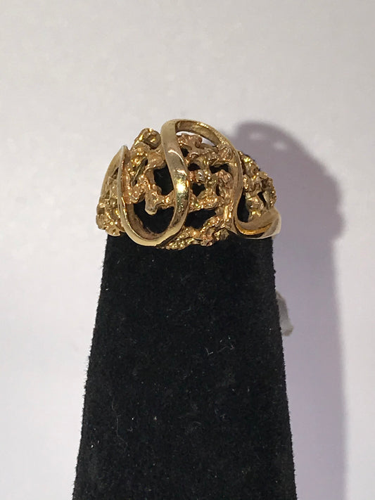 14 ktge Gold Nugget Swirl Ring, Size 5